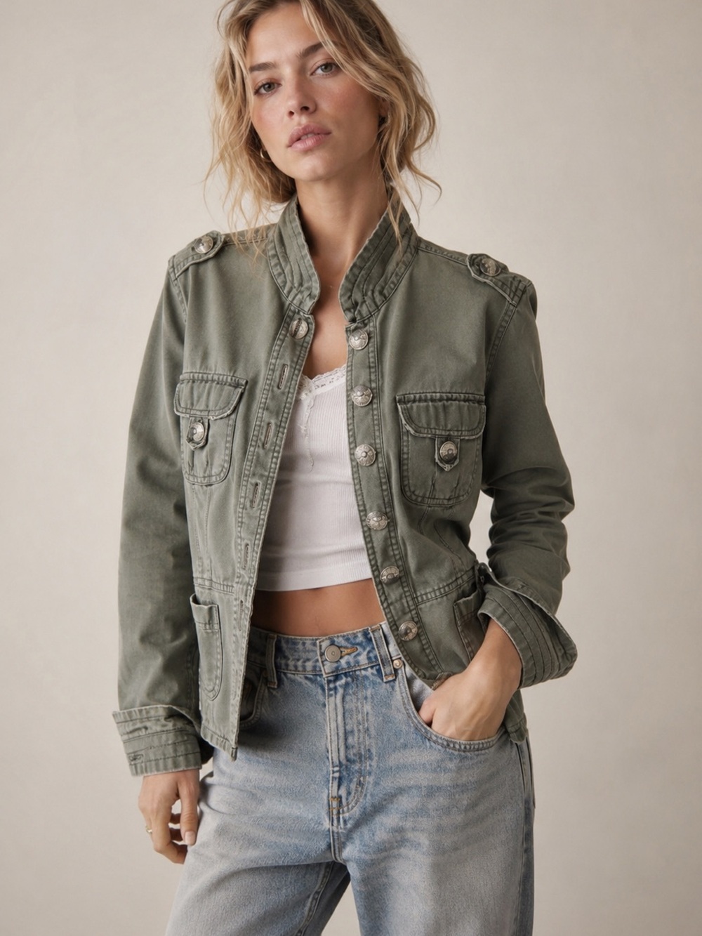 Vintage Jordache Green Button Jacket